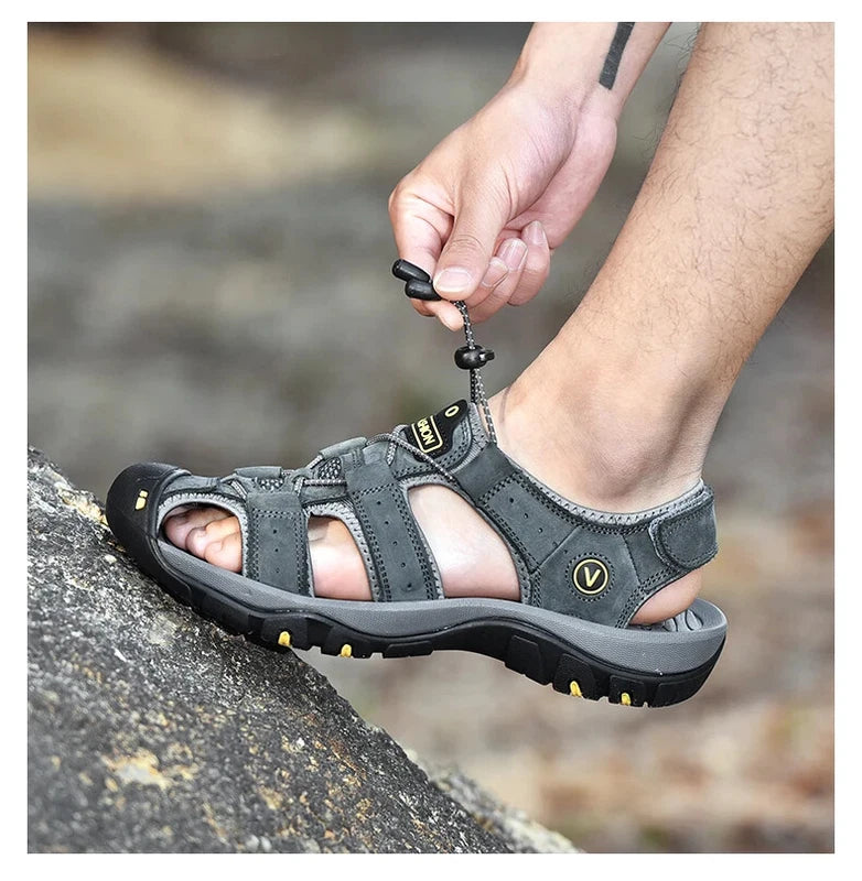 Leather Mens Shoes Summer Outdoor Beach Sandals Lightweight Comfortable Slippers