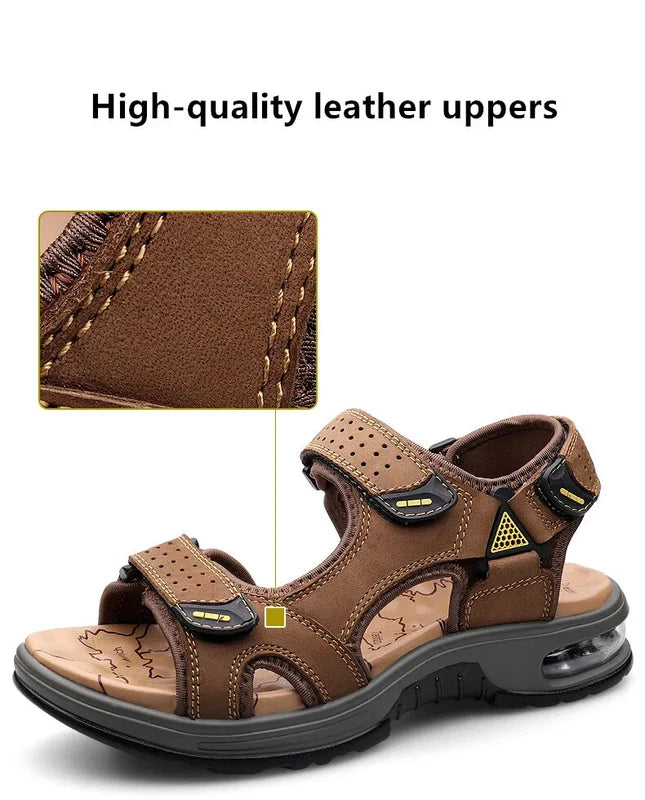 Comfortable Men Sandals Leather Breathable Slippers Handmade Beach Sneakers
