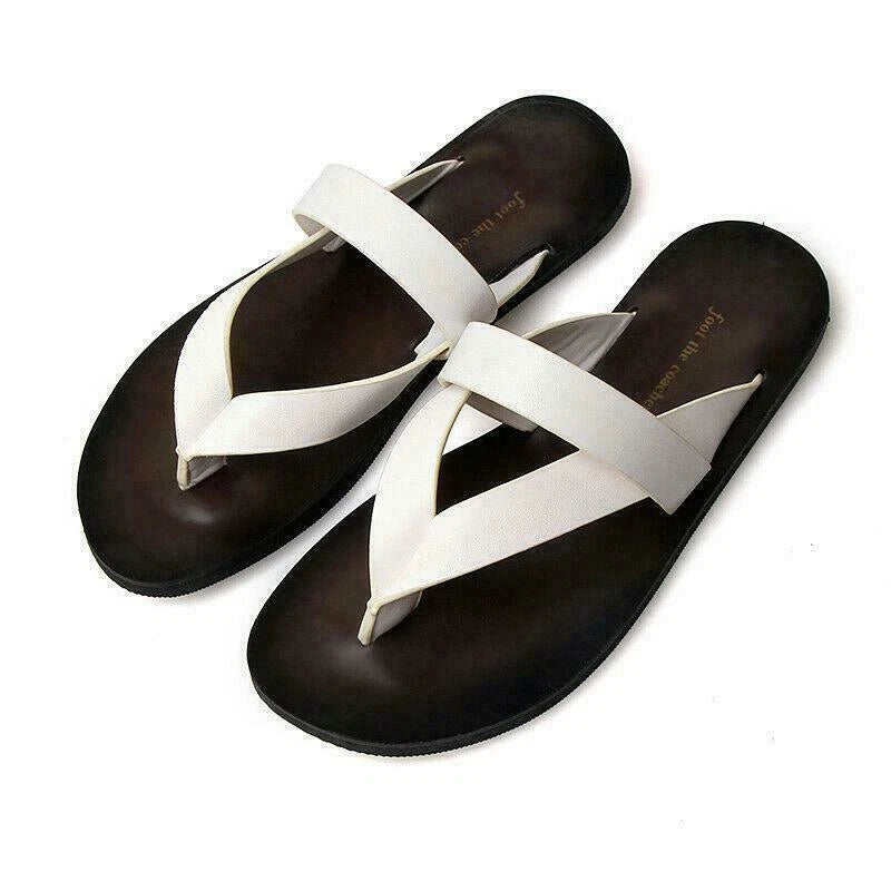 Summer Men's Fashion Beach Outdoor Leather Sandals with Straps Non-Slip Slippers