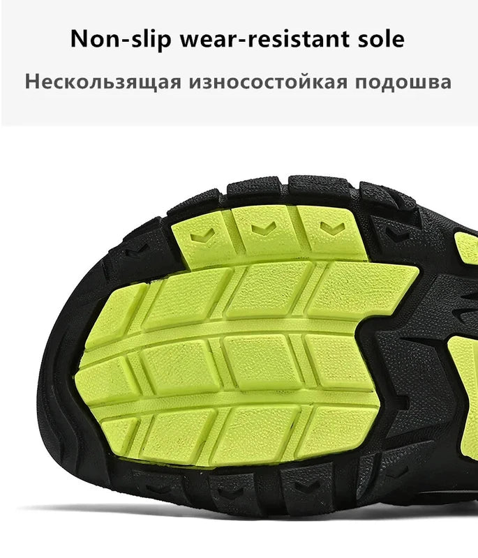 Genuine Leather Men's Sandals Breathable Casual Shoes Outdoor Beach Slippers
