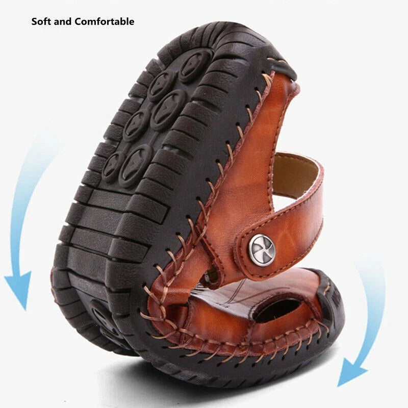 Leather Sandals Sports Beach Home Slippers Shoes Soft Men Genuine Summer Casual