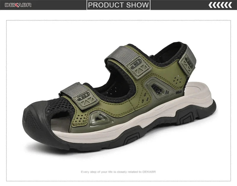 Male Leather Casual Sandals Summer Breathable Slippers Comfortable Beach Shoes