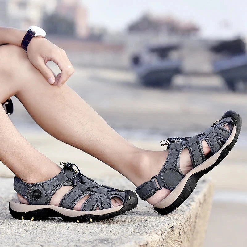 Men Waterproof Leather Sandals Breathable Causal Sneakers Light Beach Slippers