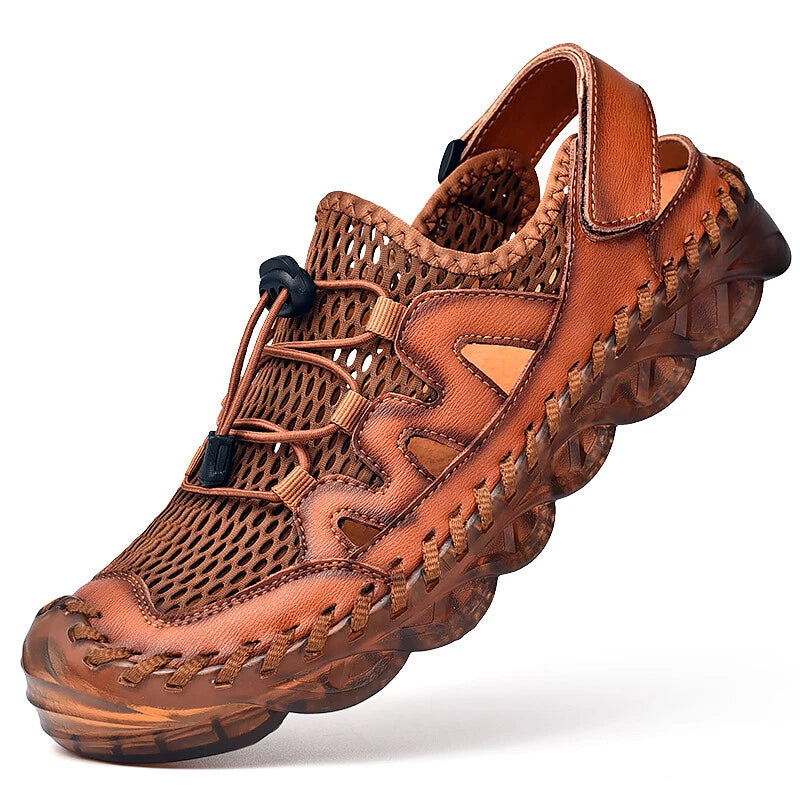 Men Leather Sandals Handmade Casual Shoes Slippers Outdoor Walking Beach Sandals