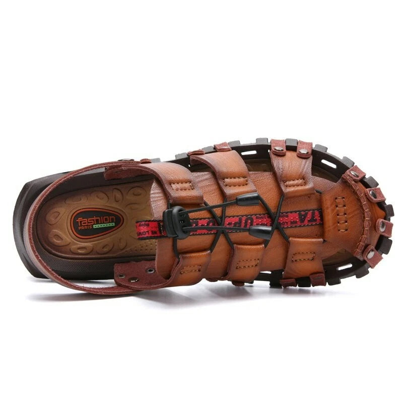 Summer Leather Roman Men's Sandals Business Casual Outdoor Beach Wading Slippers