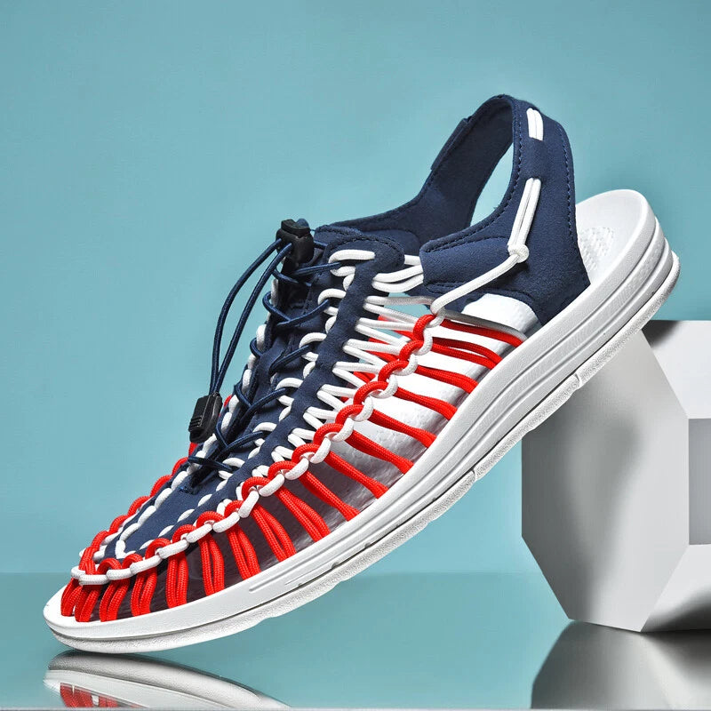 Summer Men's Slippers Weaving Beach Sandal Breathable Casual Flat Outdoor Sandal