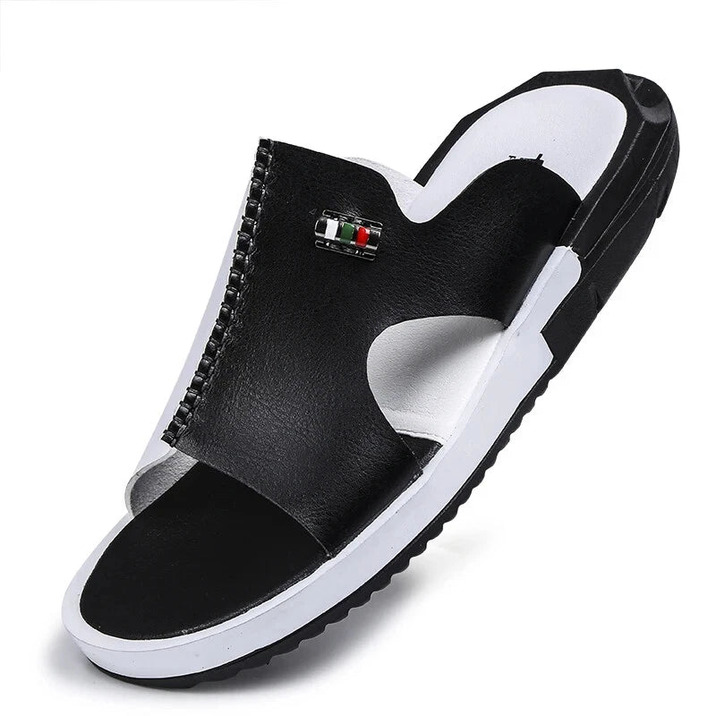 Comfortable Sandals Men Summer Slippers Fashion Peep Toe PU Flip Flops Shoes