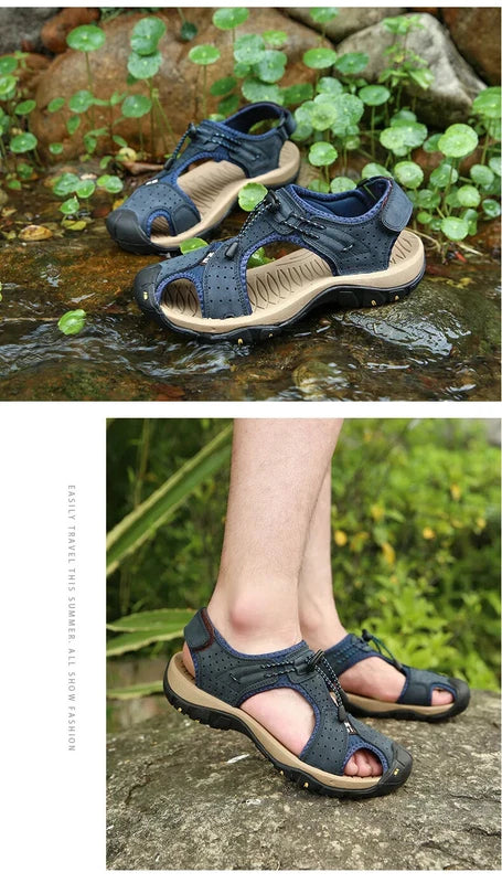Men Breathable Sandals Summer Waterproof Beach Slippers Comfortable Sneakers