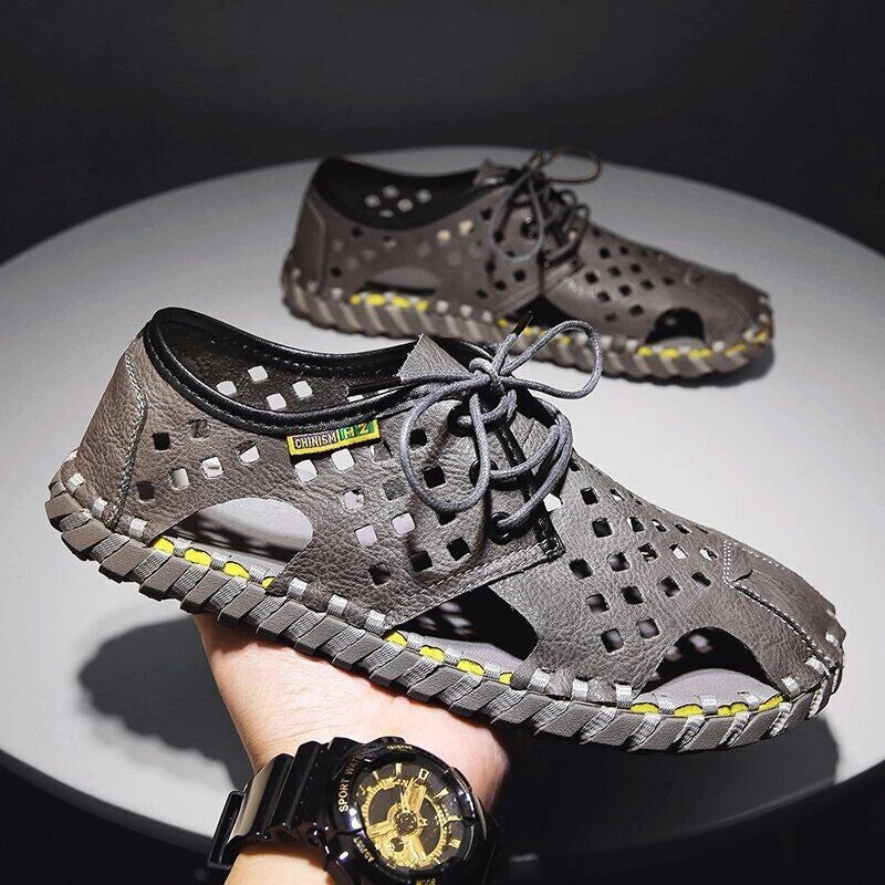 Summer Men's Sandals Casual Shoes Non-Slip Leather Outdoor Beach Slippers