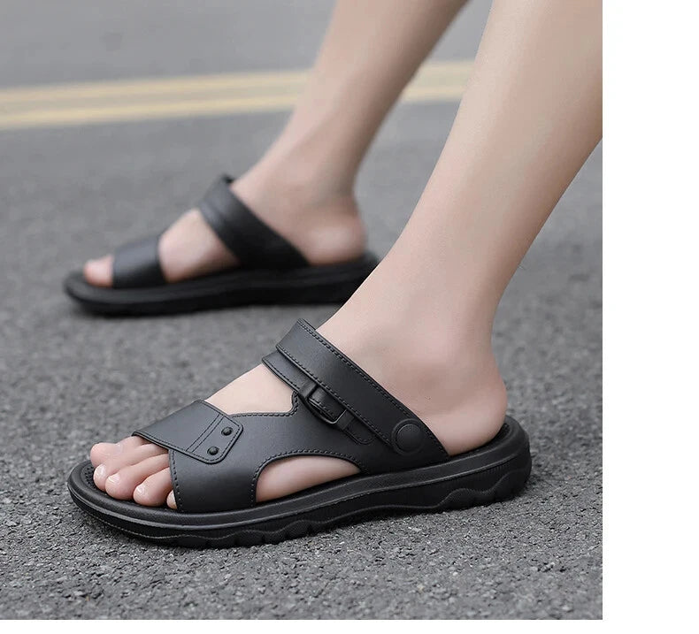 Summer Men's Slippers Sandals Thick-soled Beach Shoes Non-slip Open-toe Sandals