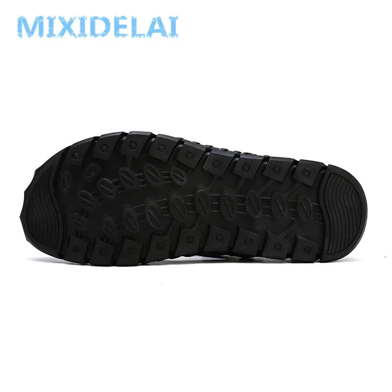 Genuine Leather Men Sandals Half Drag Beach Slippers Handmade Casual Sneakers