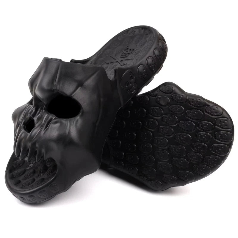 Unisex Skull Slide Sandals - Non-Slip Indoor/Outdoor Beach Slippers, Comfy