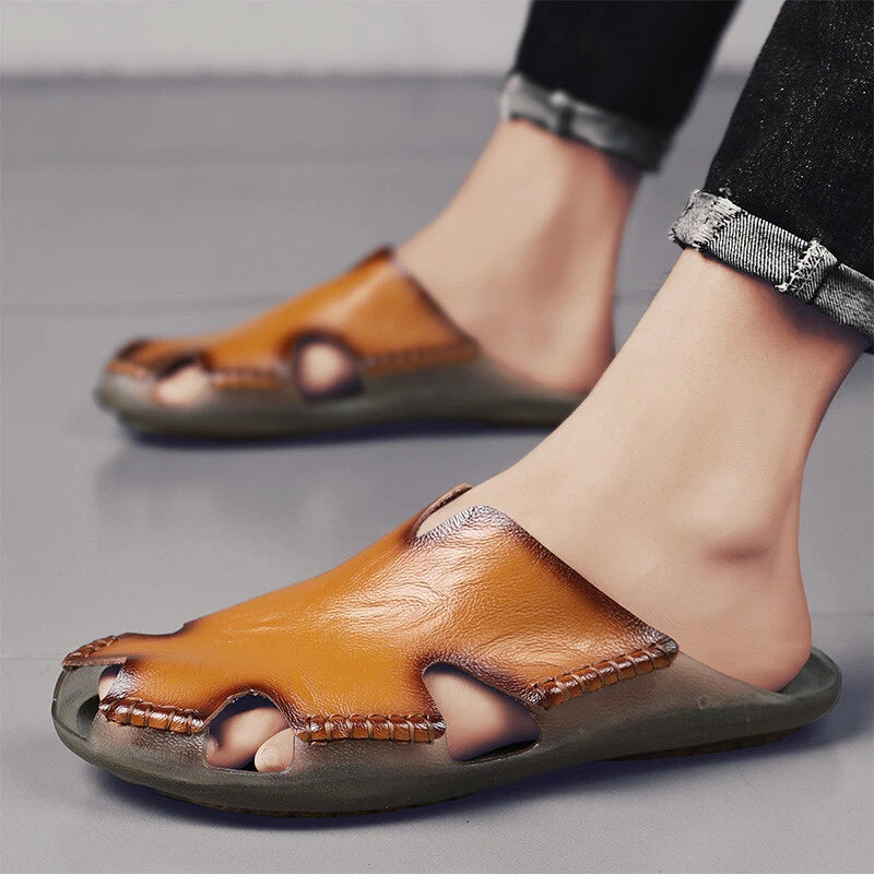 Men's Slide Summer Mules Casual Closed Toe Slippers Beach Sandals Loafers Shoes