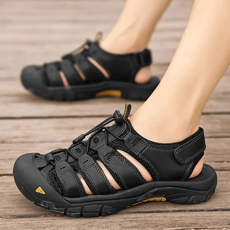 Genuine Leather Men's Sandals Breathable Casual Shoes Outdoor Beach Slippers