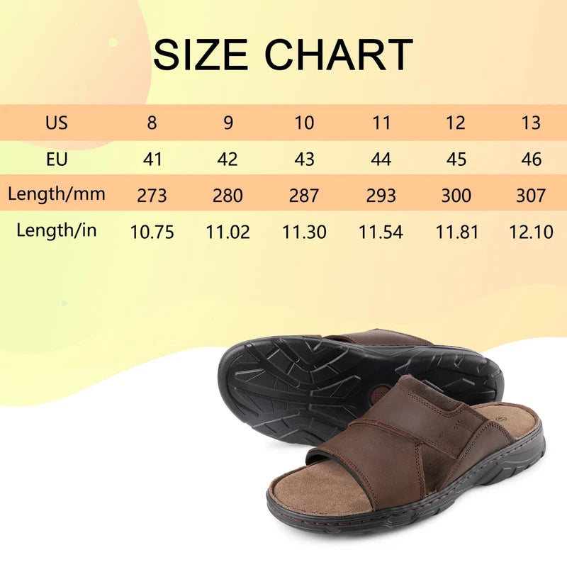 riemot men's leather sandals thick bottom non-slip lightweight slippers