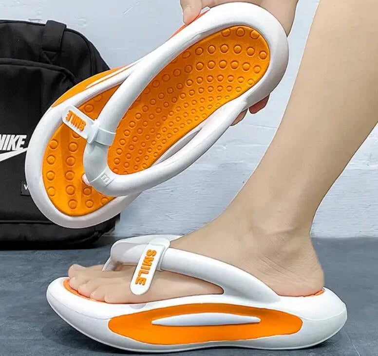 Men Women Summer Clip Toe Block Chunky Slippers Thongs Ring Toe Slide Home Beach