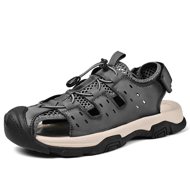 Soft Male Leather Sandals Summer Breathable Beach Slippers Hiking Sneakers