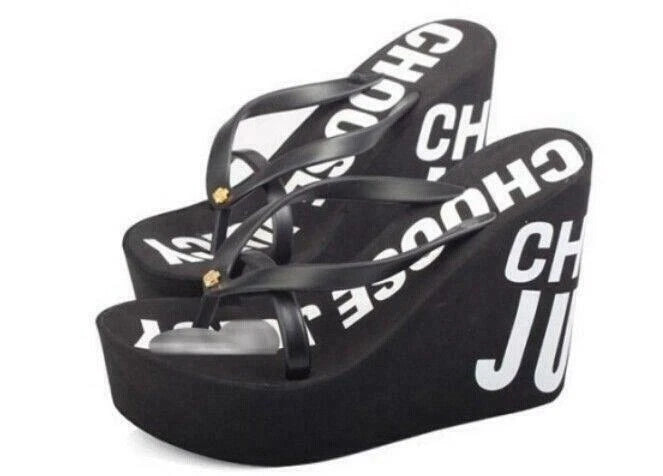 Womens Flip Flop Thongs Platform Wedge Heel Summer Beach Bowknot Sandals Shoes