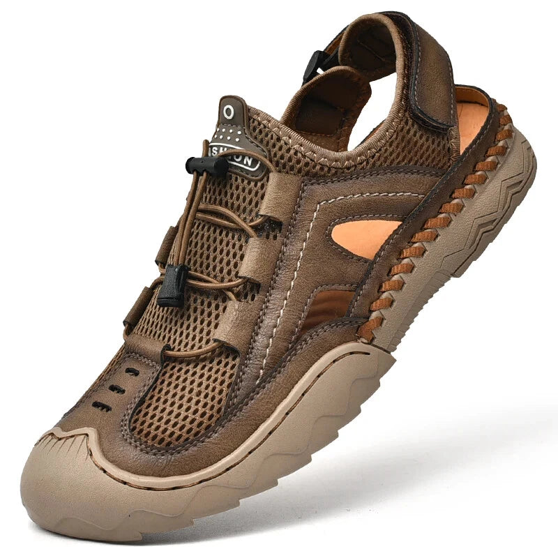 Men Handmade Sandals Breathable Mesh Slippers Outdoor Lightweight Beach Sneakers
