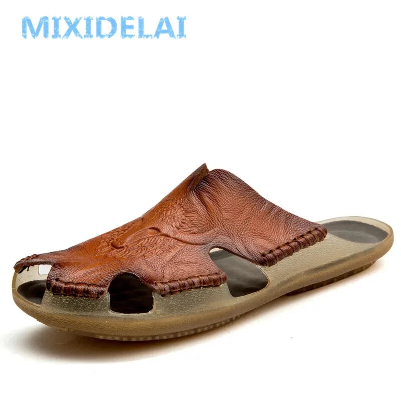 Male Non-Slip Slippers Handmade Soft Beach Sandals Comfort Half Drag Sneakers