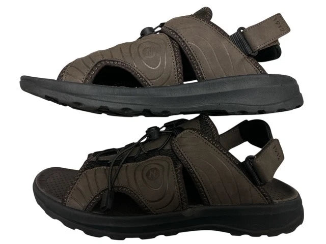 Nunn Bush Huck Bungee Sandals Men size 12 Brown Adjustable Open Toe Comfort Shoe
