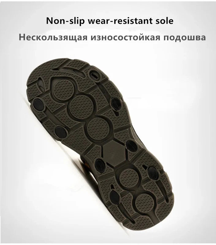 Lightweight Men Leather Sandals Comfortable Beach Slippers Soft Casual Sneakers