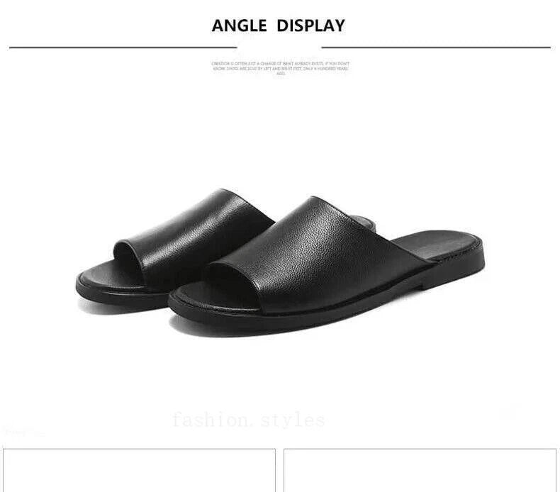 Men Summer Casual Flat Slipper Faux Leather Slipper on Sandal Outdoor Beach Shoe