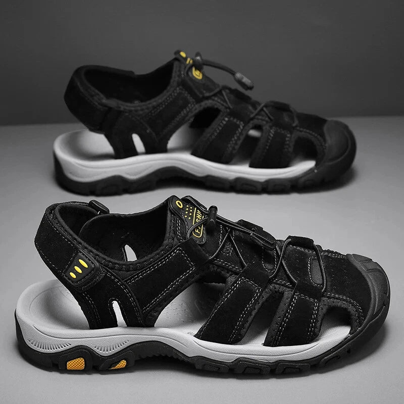 Men Handmade Sandals Summer Leather Soft Slippers Light Breathable Beach Shoes