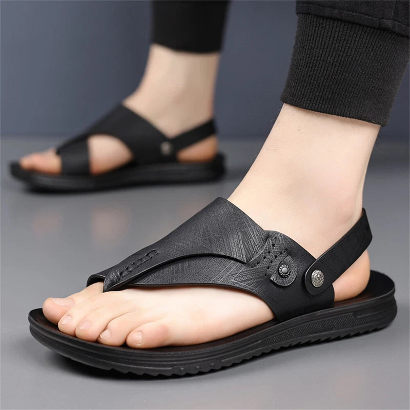 Mens Sandals Outdoor Beach Flip Flop Casual Thong Leather Athletic Slipper Soft