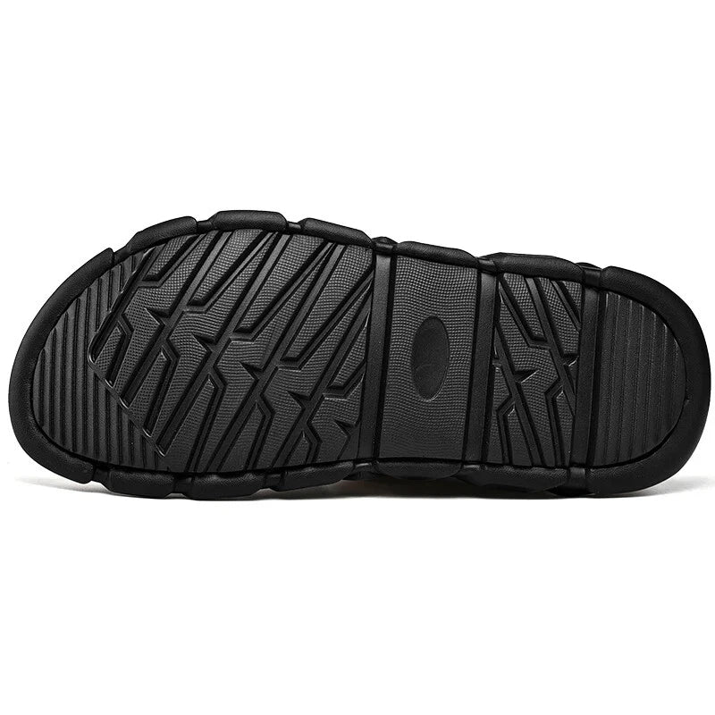 Leather Men Sandals Slip-on Lightweight Soft Hiking Shoes Beach Casual Slippers