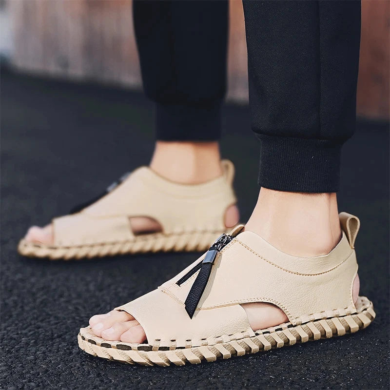 Sandals Men Slippers Weaving Design Beach Sandals Breathable Casual Flat Sandals