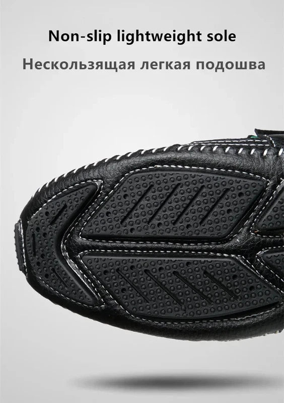 Men's Sandals Summer Leather Breathable Beach Slippers Flat Soft-Soled Shoes