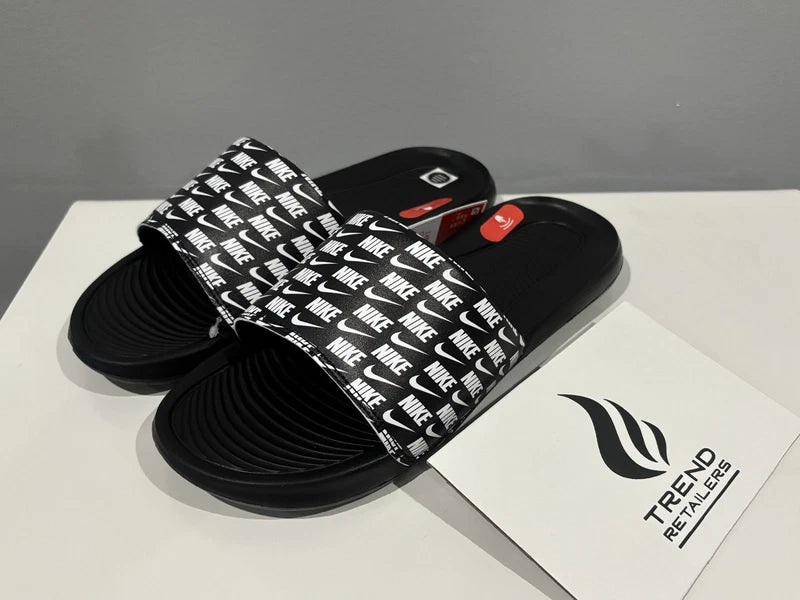 Nike Victori One Printed Slides Sandals Slipper Black White Size 8 CN9678-006