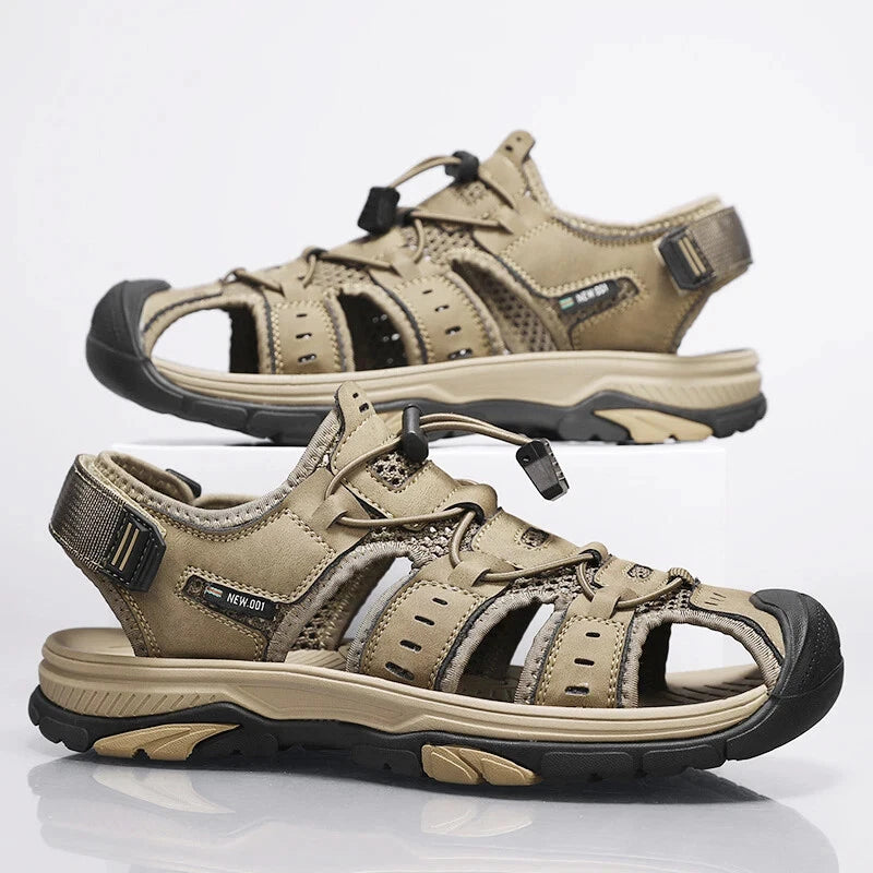Summer Men's Leather Sandals Hollow Outdoor Sandals Slippers Beach Sandals