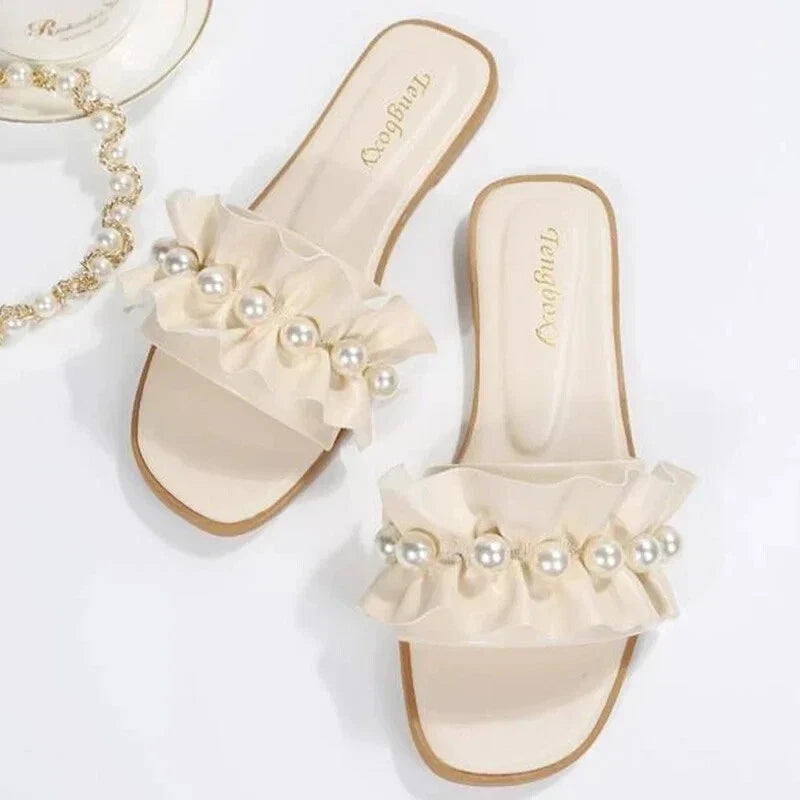 Women Faux Pearl Sandals Slippers Summer Sandy Beach Sandals Women Shoes