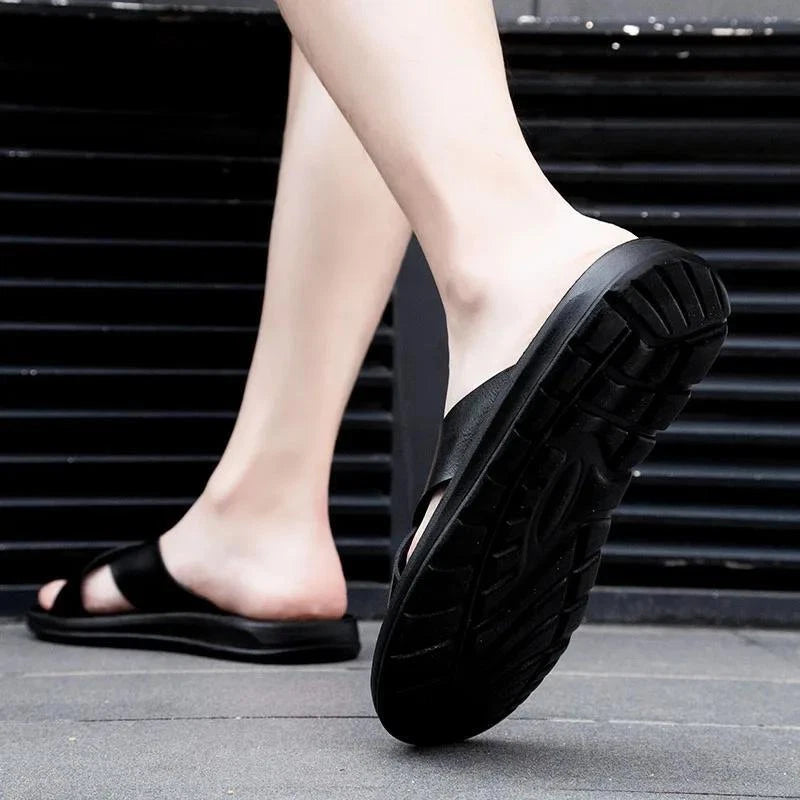 Men Shoes Italian Leather Slippers Men Beach Summer Shoes High Quality Big Size