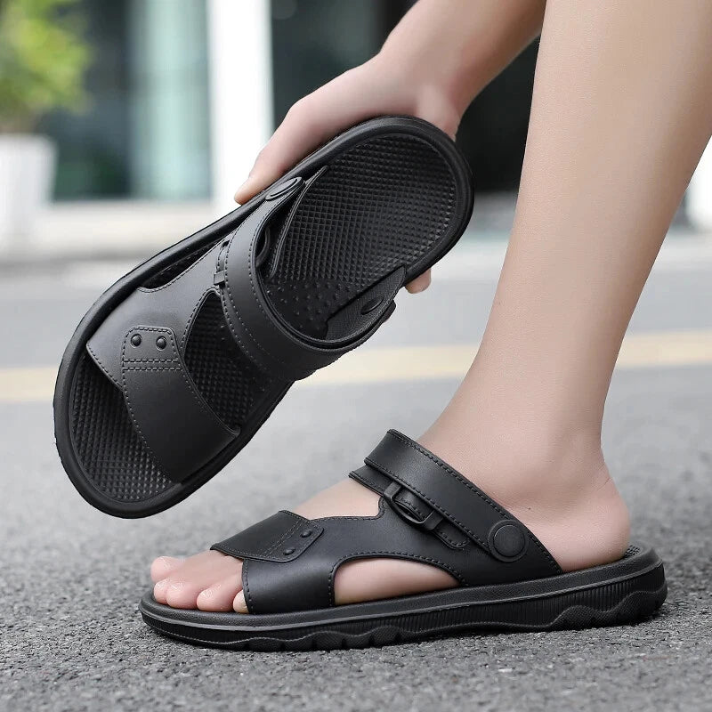Summer Men's Slippers Sandals Thick-soled Beach Shoes Non-slip Open-toe Sandals