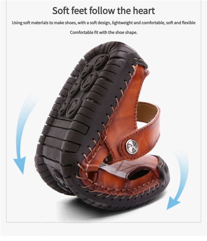 Men’s Sandals Leather Slippers Shoes Outdoor Beach Breathable Casual Shoes