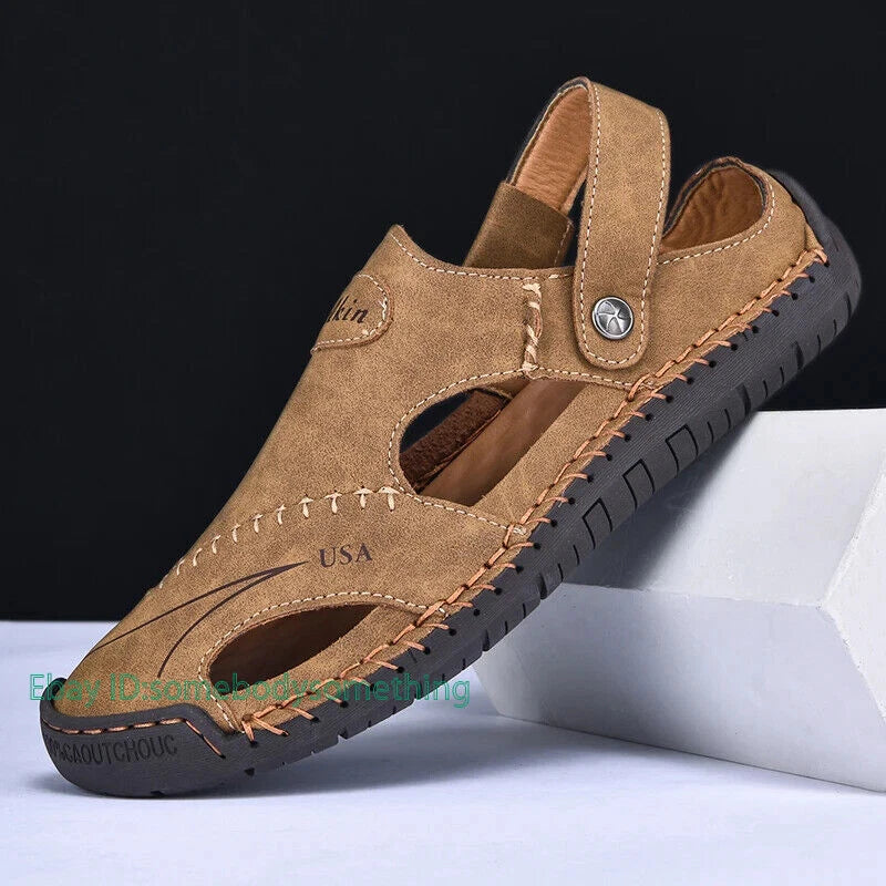 Handmade Summer Sandals Men Breathable Slippers Anti-slip Hollow Beach Shoes
