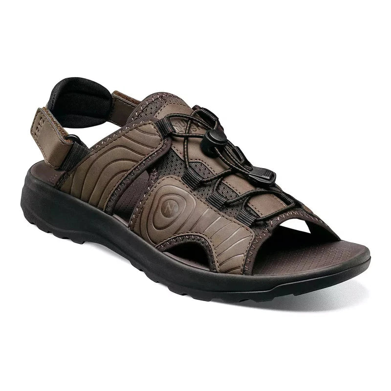 Nunn Bush Huck Bungee Sandals Men size 12 Brown Adjustable Open Toe Comfort Shoe