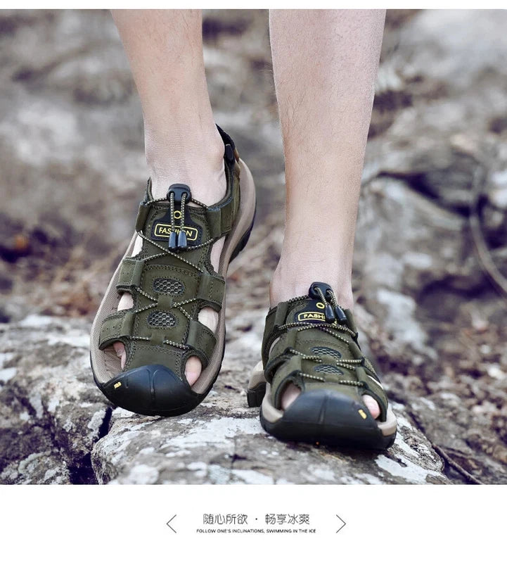 Leather Mens Shoes Summer Outdoor Beach Sandals Lightweight Comfortable Slippers