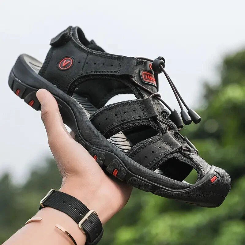 Genuine Leather Men's Roman Shoes Summer Fashion Non-slip Sandals Beach Slippers