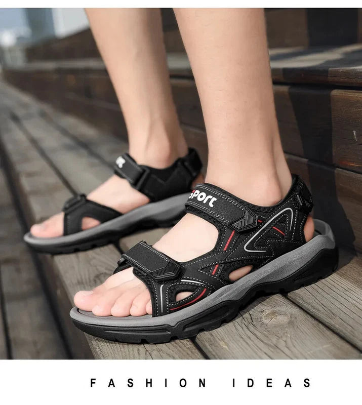 Summer Men Sandals Handmade Soft Beach Slippers Non-Slip Flat Wading Sneakers
