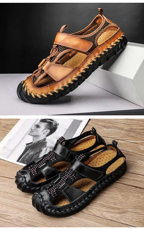 Summer Leather Male Beach Shoes Casual Sandals Wading Non-slip Comfort Slippers