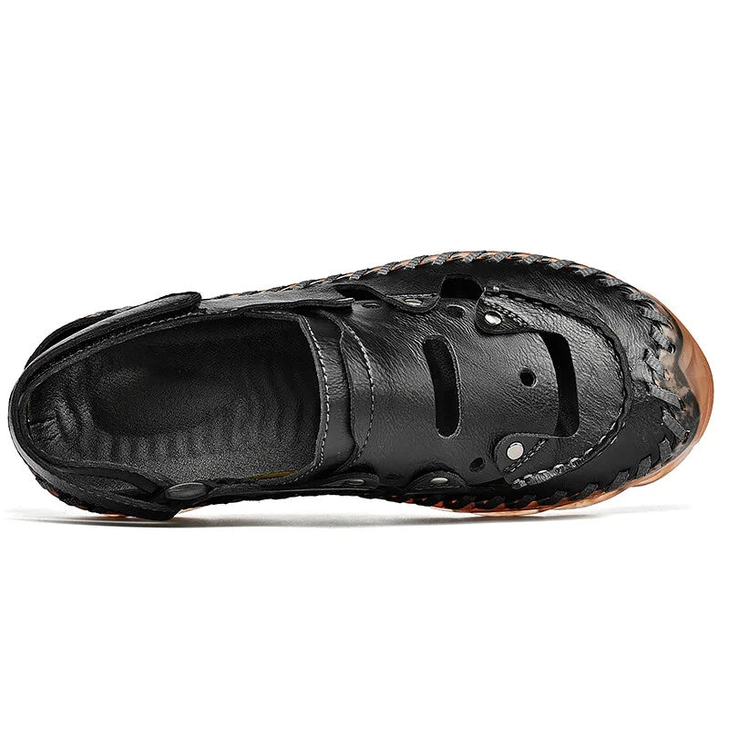Summer Men's Sandals Leather Causal Shoes Outdoor Wear Resistance Beach Slippers