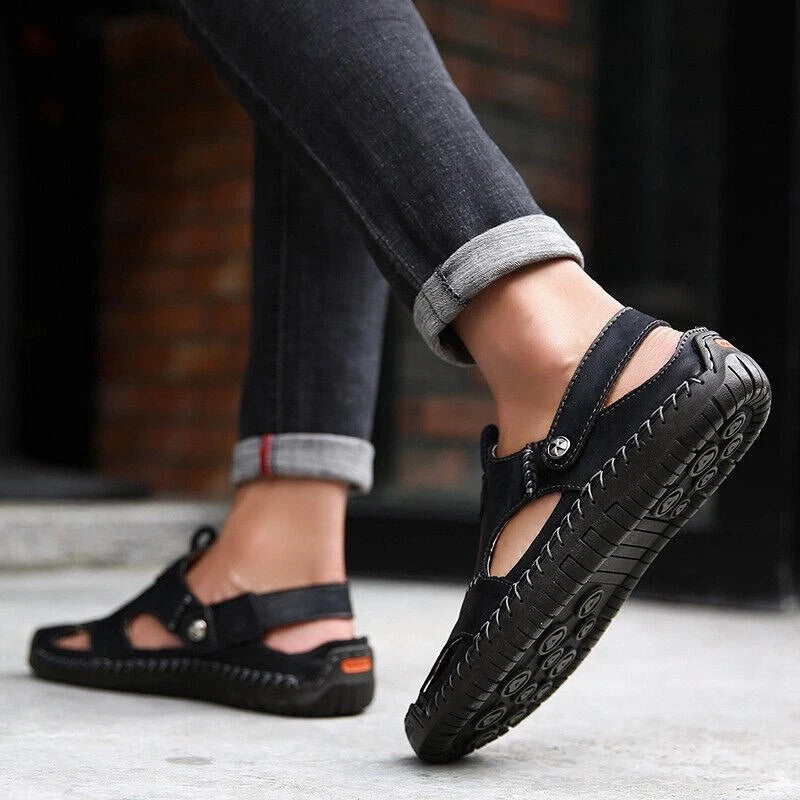 Leather Sandals Sports Beach Home Slippers Shoes Soft Men Genuine Summer Casual