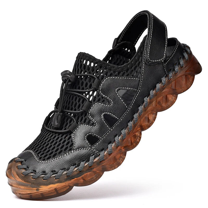 Men Leather Sandals Handmade Casual Shoes Slippers Outdoor Walking Beach Sandals