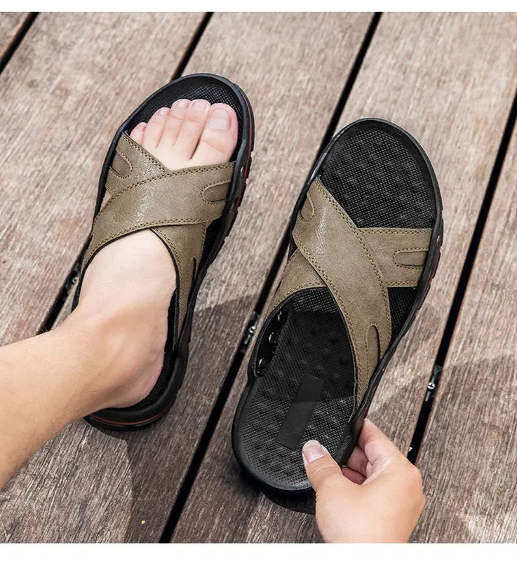 38-48 Plus Size Mens Flats Open Toe Slippers Sandals Summer Beach Holiday Shoes