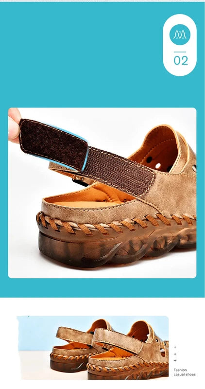 Summer Men's Sandals Leather Causal Shoes Outdoor Wear Resistance Beach Slippers