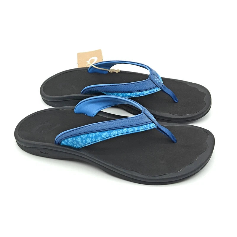 OluKai Women's Ohana Koa 20368 Navy/Black Flip Flop Beach Sandals SZ 6/7/8/9/10